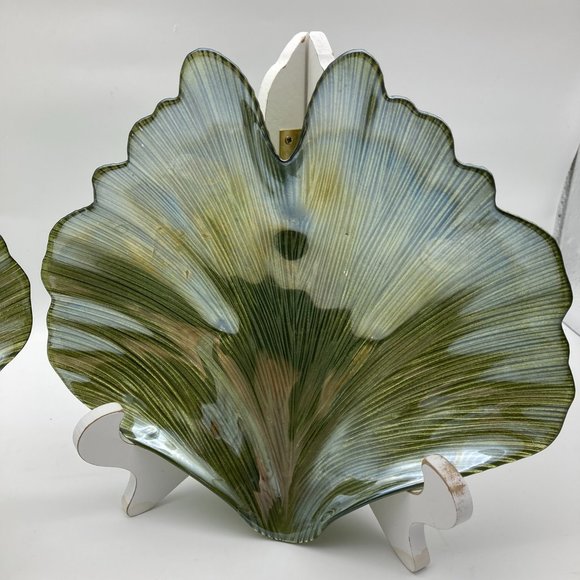Set of 2 Green Vietri Iridescent Abstract Bowls/Candy Dish Made in Turkey - Picture 5 of 12